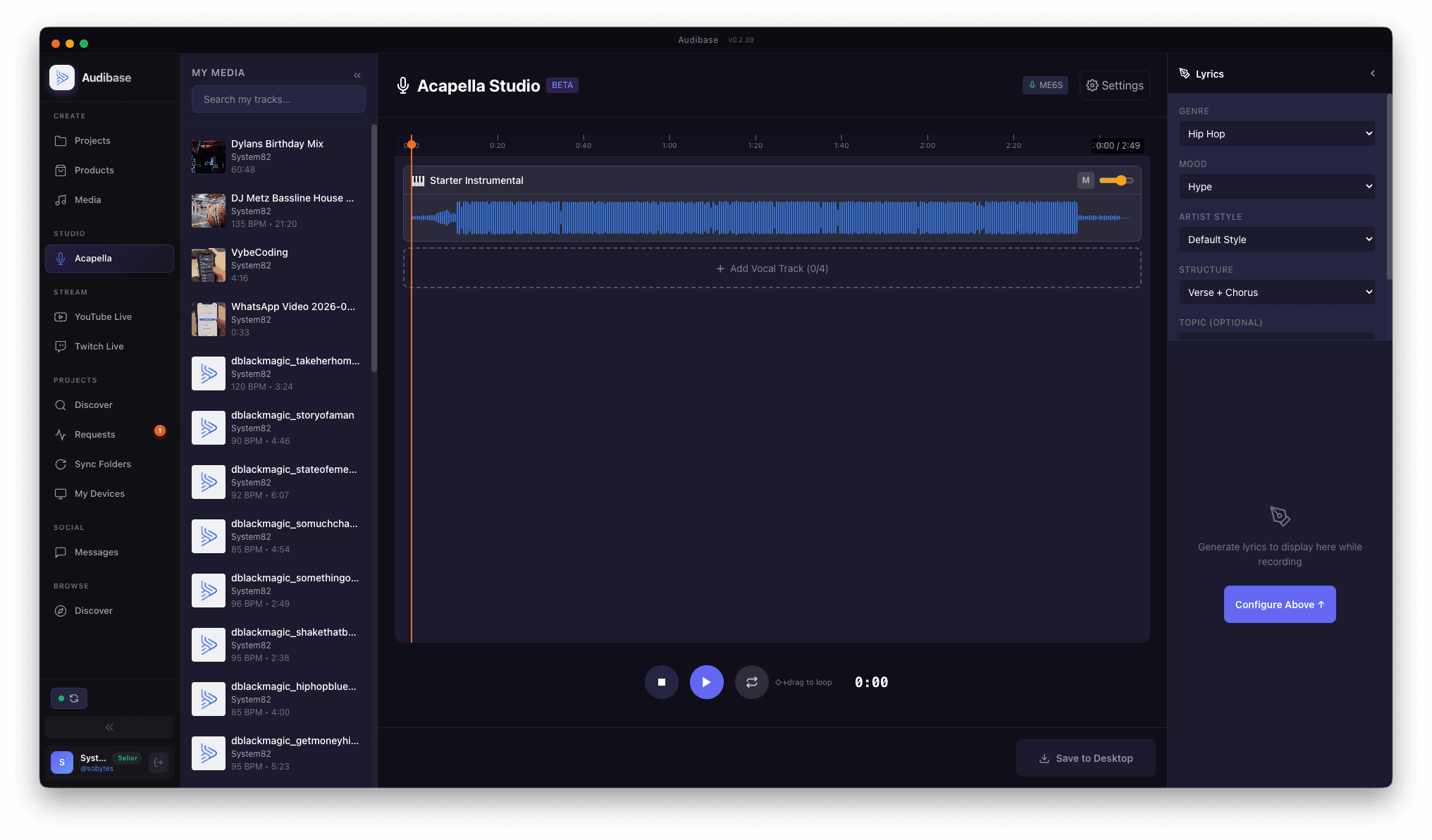 Audibase screenshot